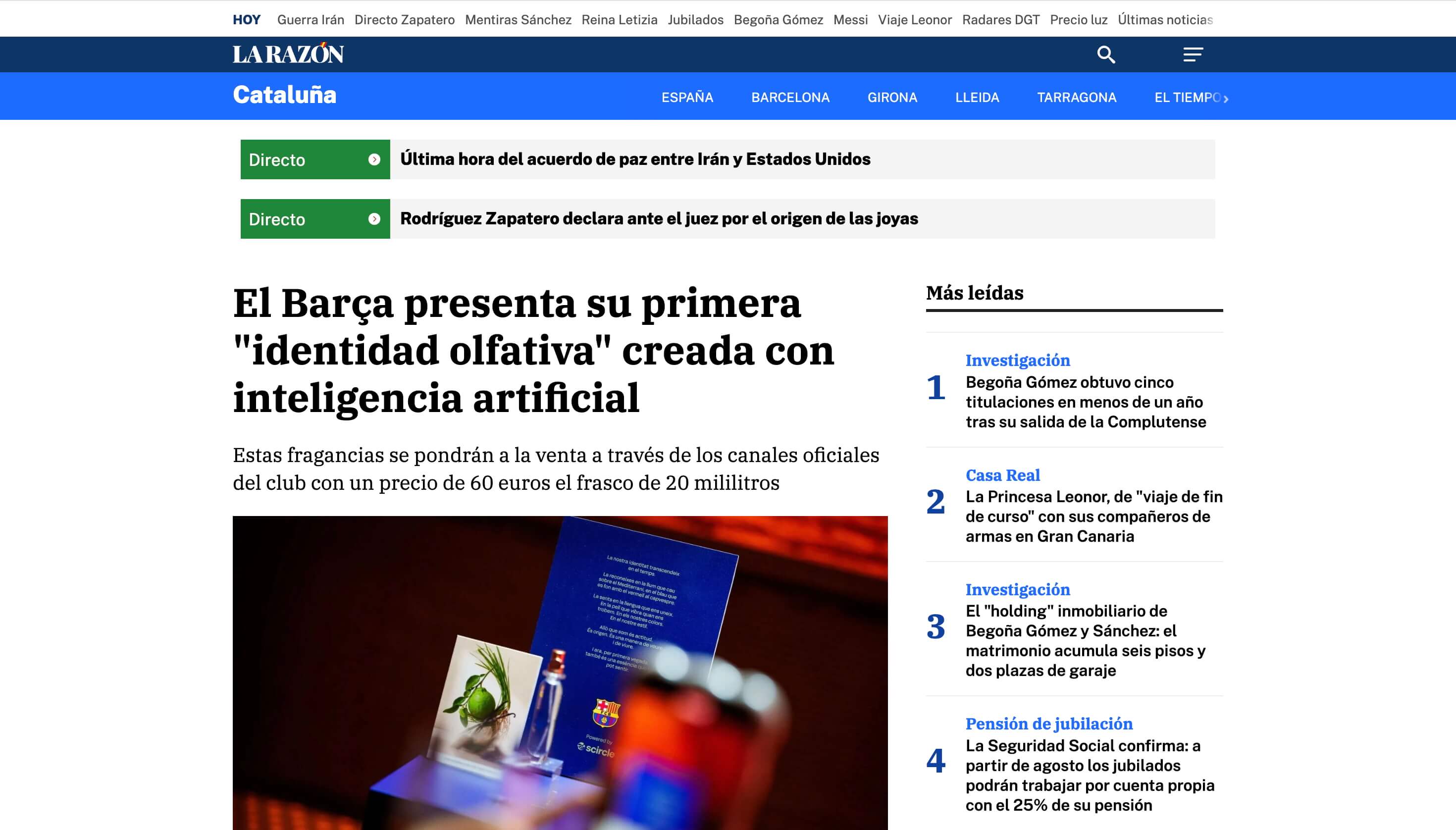 La Razón — identidad olfativa del Barça